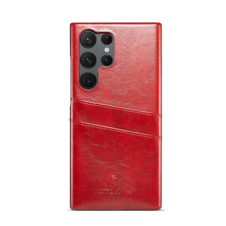 For Samsung Galaxy S25 Ultra 5G Fierre Shann Retro Oil Wax Texture Card Slots PU Leather Phone Case