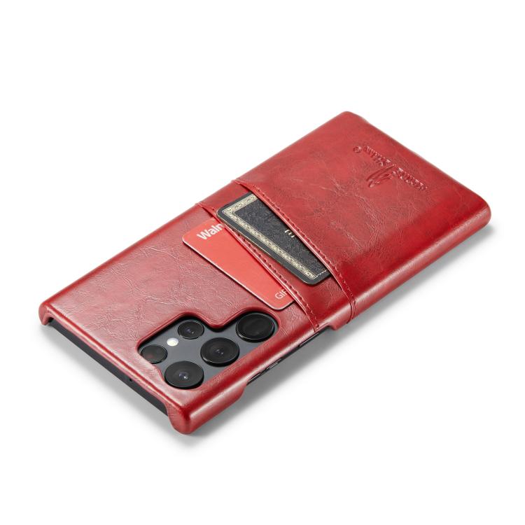 For Samsung Galaxy S25 Ultra 5G Fierre Shann Retro Oil Wax Texture Card Slots PU Leather Phone Case