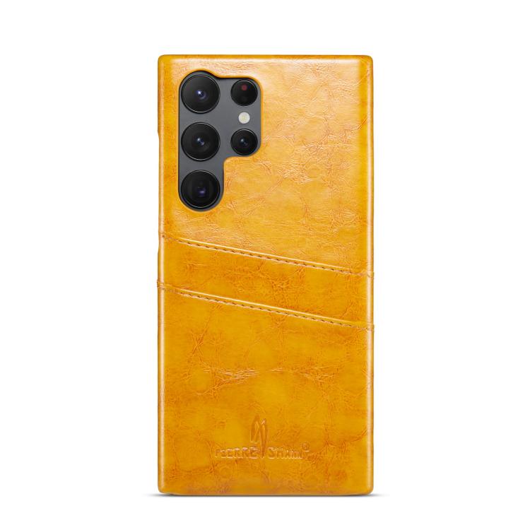For Samsung Galaxy S25 Ultra 5G Fierre Shann Retro Oil Wax Texture Card Slots PU Leather Phone Case