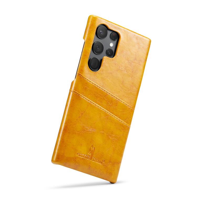For Samsung Galaxy S25 Ultra 5G Fierre Shann Retro Oil Wax Texture Card Slots PU Leather Phone Case