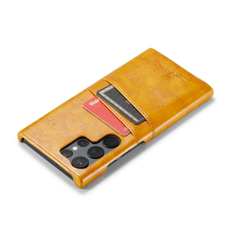 For Samsung Galaxy S25 Ultra 5G Fierre Shann Retro Oil Wax Texture Card Slots PU Leather Phone Case