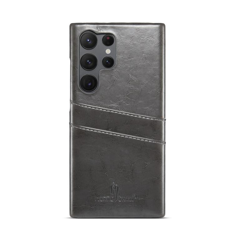For Samsung Galaxy S25 Ultra 5G Fierre Shann Retro Oil Wax Texture Card Slots PU Leather Phone Case