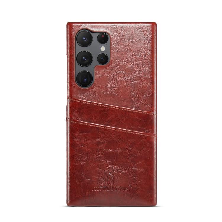 For Samsung Galaxy S25 Ultra 5G Fierre Shann Retro Oil Wax Texture Card Slots PU Leather Phone Case