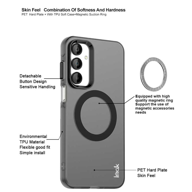 For Samsung Galaxy A16 5G / 4G IMAK Chocolate Series TPU + PET MagSafe Phone Case - Black
