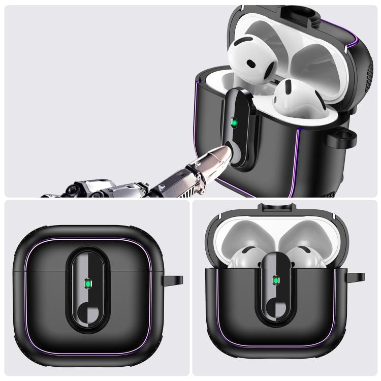 For AirPods 4 Armor Magnetic Wireless Earphones Case with Security Lock
