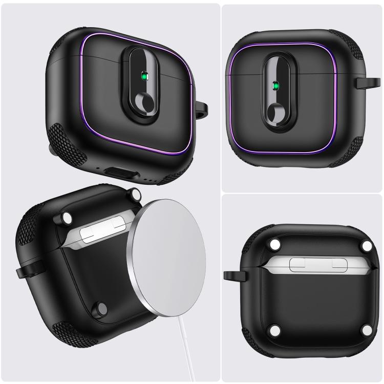For AirPods 4 Armor Magnetic Wireless Earphones Case with Security Lock