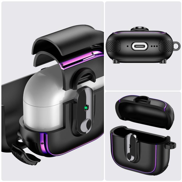 For AirPods 4 Armor Magnetic Wireless Earphones Case with Security Lock