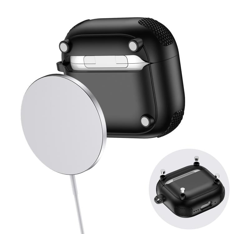 For AirPods 4 Armor Magnetic Wireless Earphones Case with Security Lock
