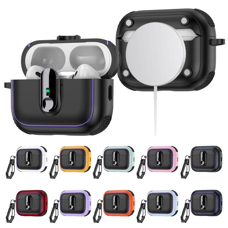 For AirPods Pro Armor Magnetic Wireless Earphones Case with Security Lock