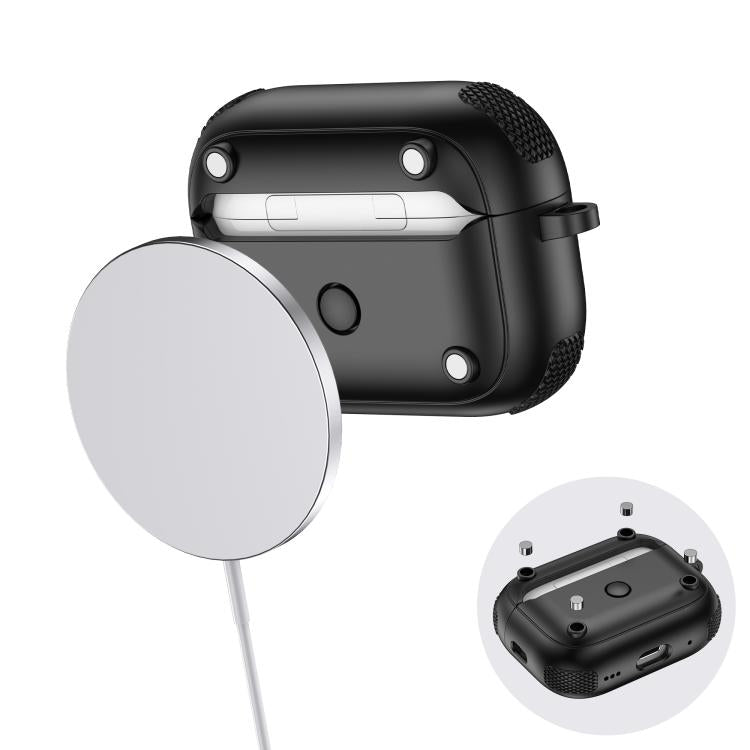 For AirPods Pro Armor Magnetic Wireless Earphones Case with Security Lock