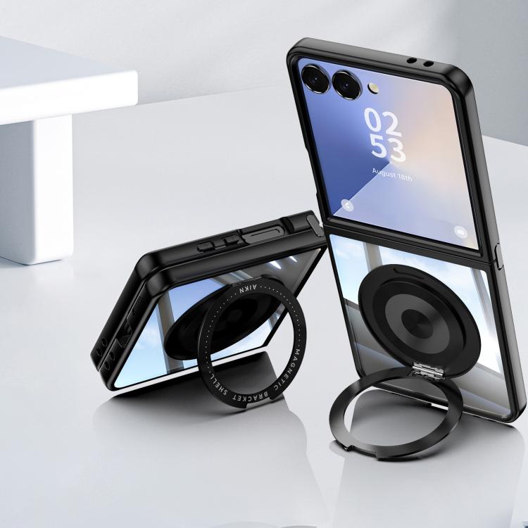 For Samsung Galaxy Z Flip7 5G 360 Holder MagSafe Acrylic Hybrid TPU Phone Case