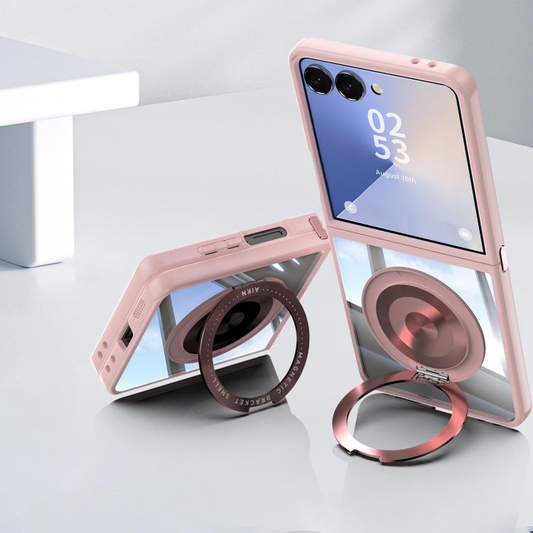For Samsung Galaxy Z Flip7 5G 360 Holder MagSafe Acrylic Hybrid TPU Phone Case