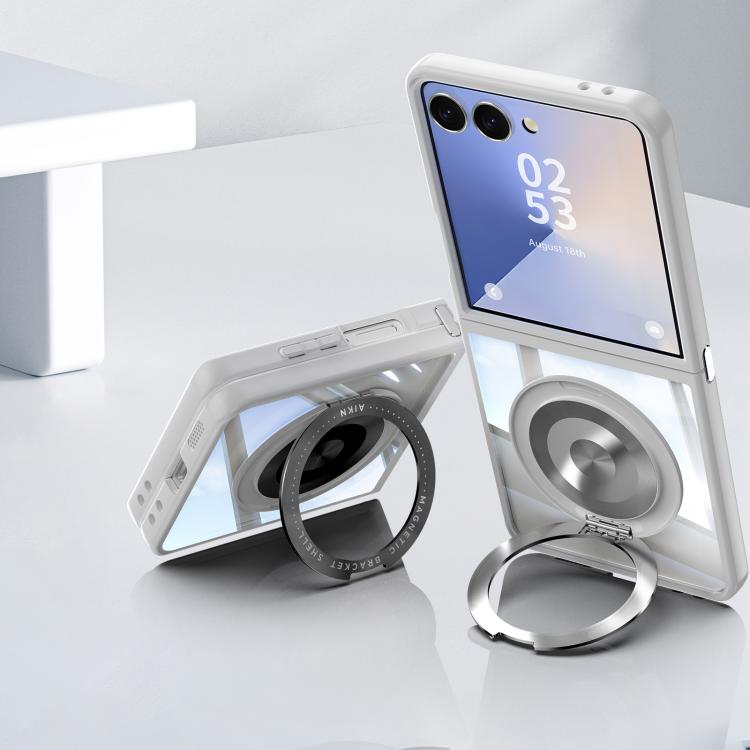 For Samsung Galaxy Z Flip7 5G 360 Holder MagSafe Acrylic Hybrid TPU Phone Case