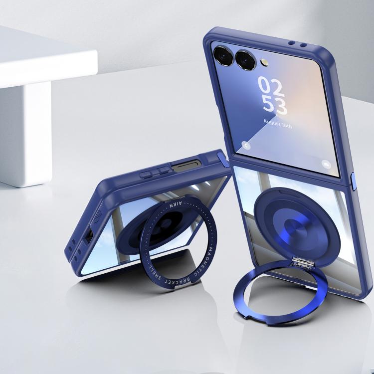 For Samsung Galaxy Z Flip7 5G 360 Holder MagSafe Acrylic Hybrid TPU Phone Case