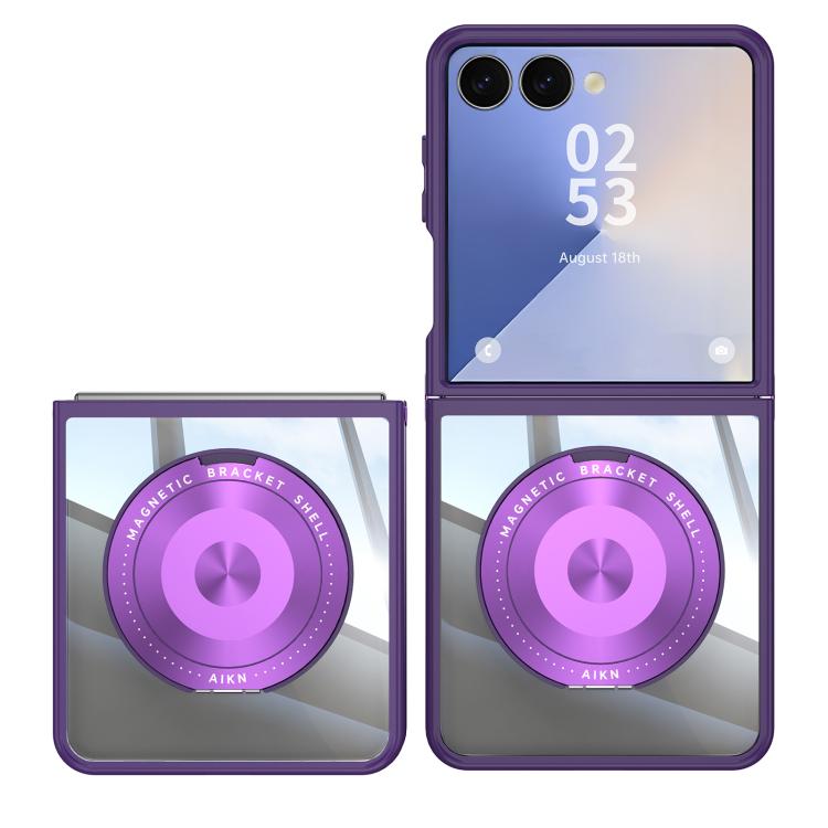 For Samsung Galaxy Z Flip7 5G 360 Holder MagSafe Acrylic Hybrid TPU Phone Case
