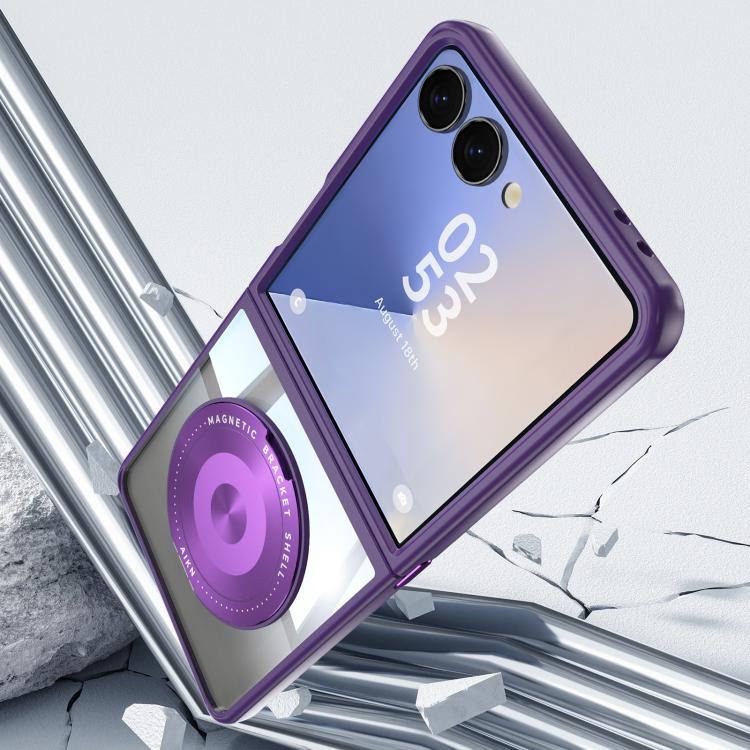 For Samsung Galaxy Z Flip7 5G 360 Holder MagSafe Acrylic Hybrid TPU Phone Case