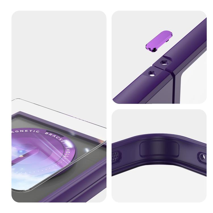 For Samsung Galaxy Z Flip7 5G 360 Holder MagSafe Acrylic Hybrid TPU Phone Case