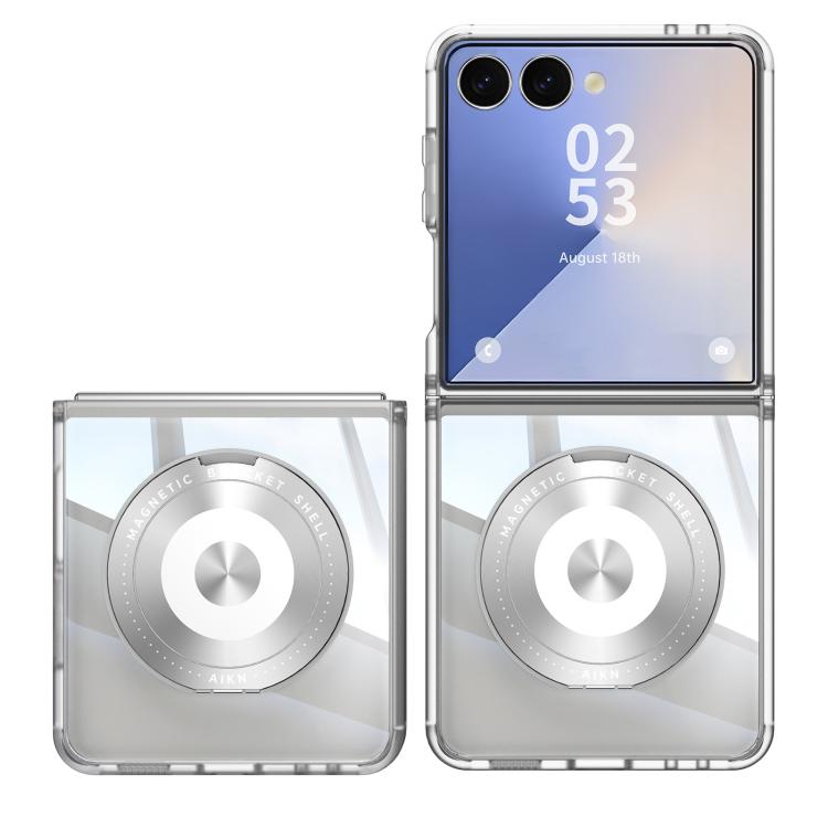 For Samsung Galaxy Z Flip7 5G 360 Holder MagSafe Acrylic Hybrid TPU Phone Case