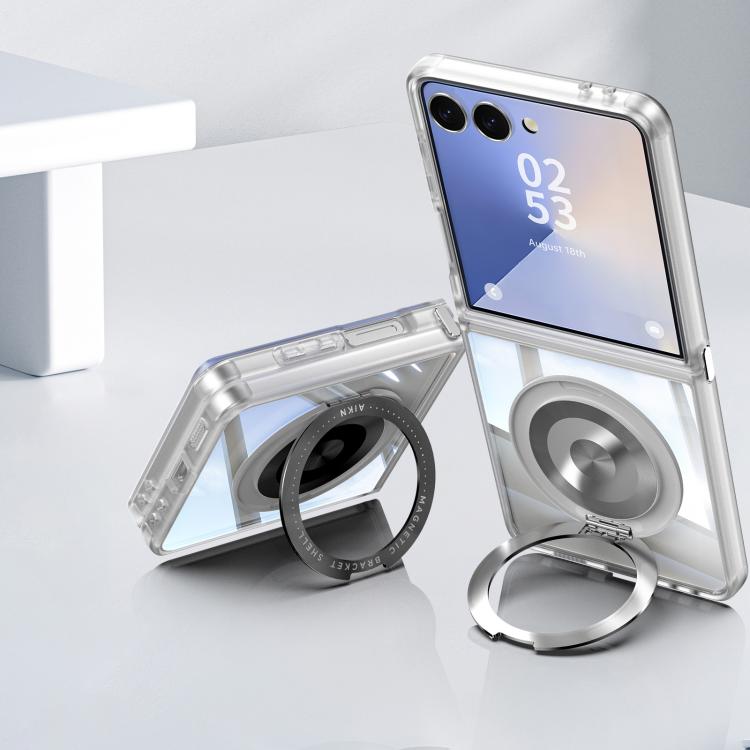 For Samsung Galaxy Z Flip7 5G 360 Holder MagSafe Acrylic Hybrid TPU Phone Case