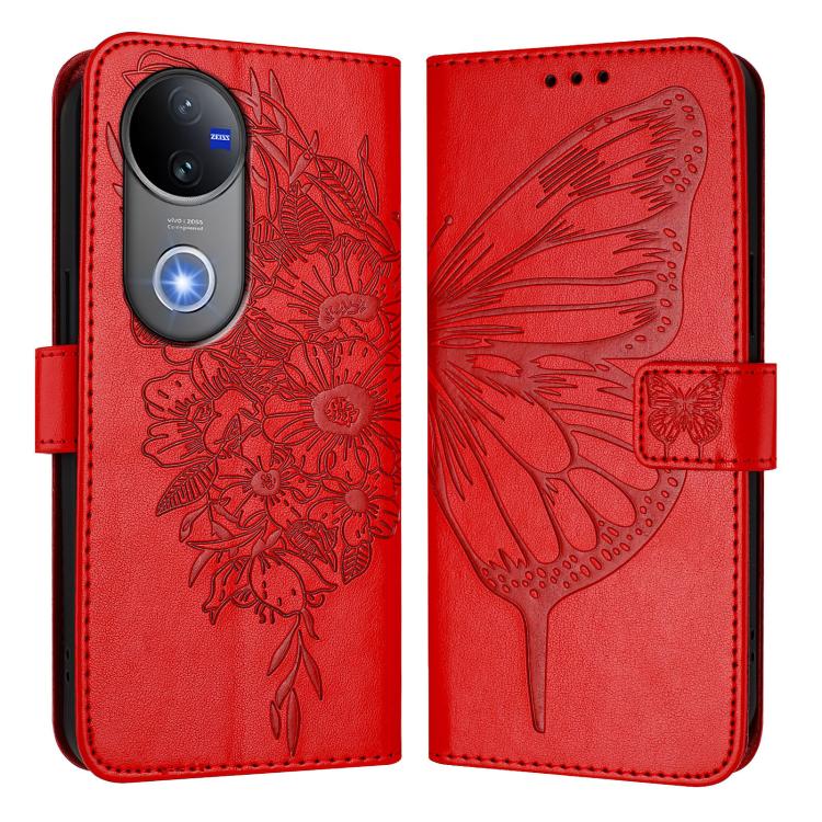 For vivo V50 Global Embossed Butterfly Leather Phone Case
