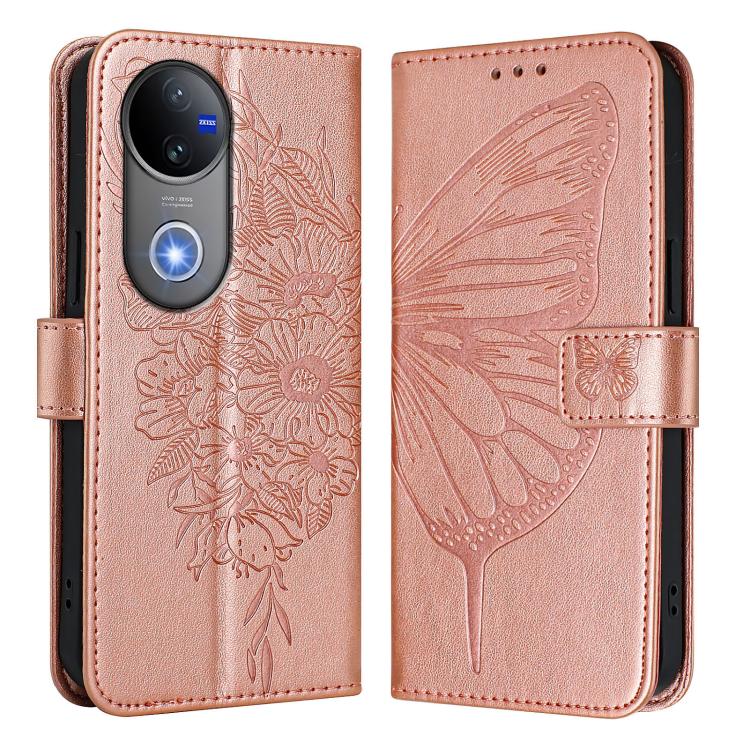 For vivo V50 Global Embossed Butterfly Leather Phone Case