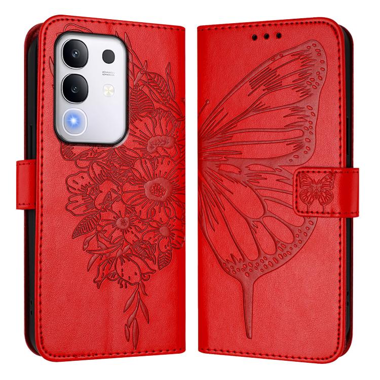 For vivo Y29 4G Global Embossed Butterfly Leather Phone Case
