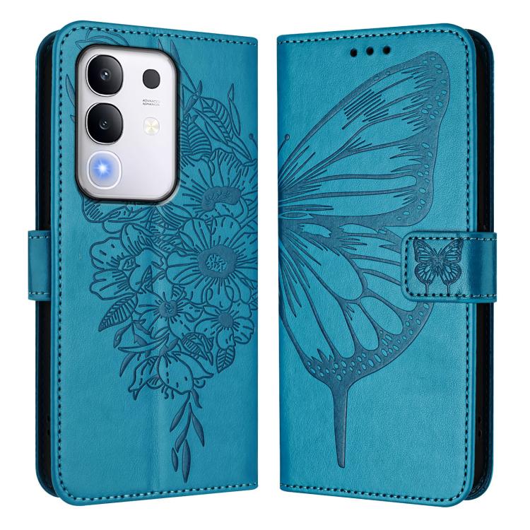 For vivo Y29 4G Global Embossed Butterfly Leather Phone Case
