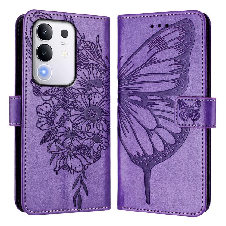 For vivo Y29 4G Global Embossed Butterfly Leather Phone Case