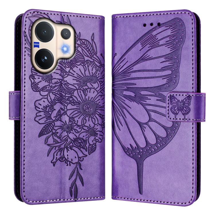 For vivo V60 5G Global Embossed Butterfly Leather Phone Case