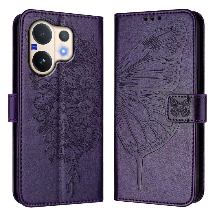 For vivo V60 5G Global Embossed Butterfly Leather Phone Case