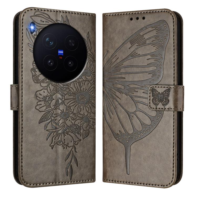 For vivo X300 Pro Embossed Butterfly Leather Phone Case