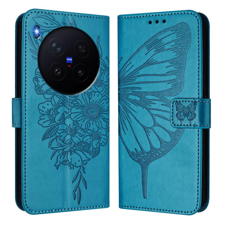 For vivo X300 Pro Embossed Butterfly Leather Phone Case