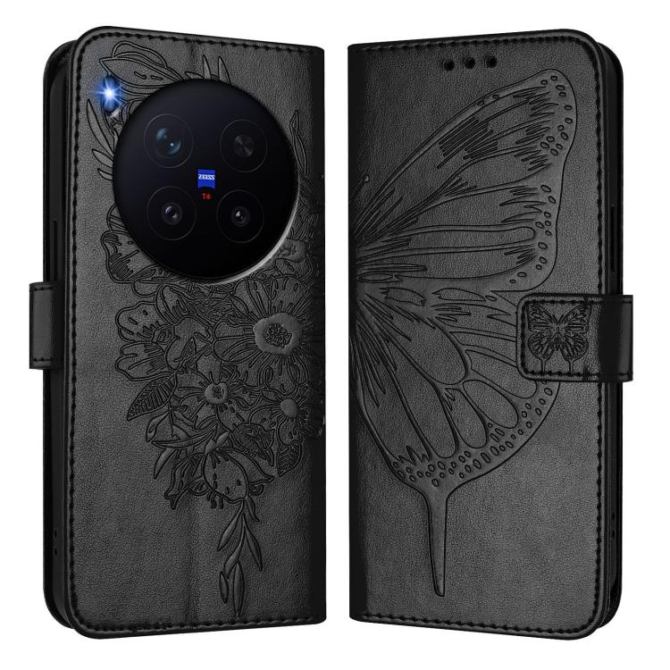 For vivo X300 Embossed Butterfly Leather Phone Case
