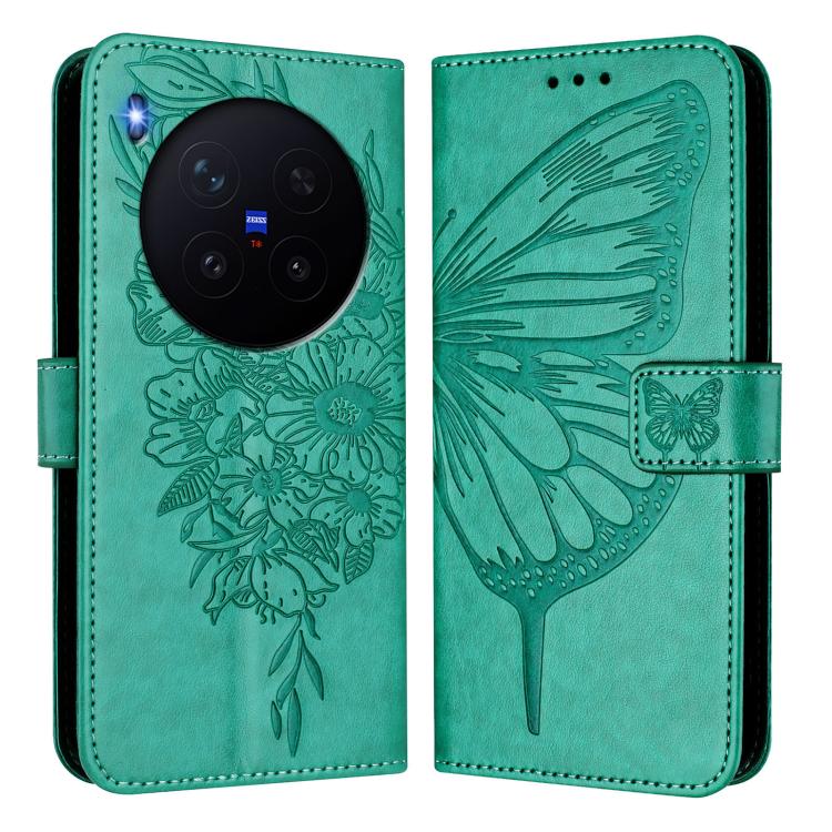 For vivo X300 Embossed Butterfly Leather Phone Case