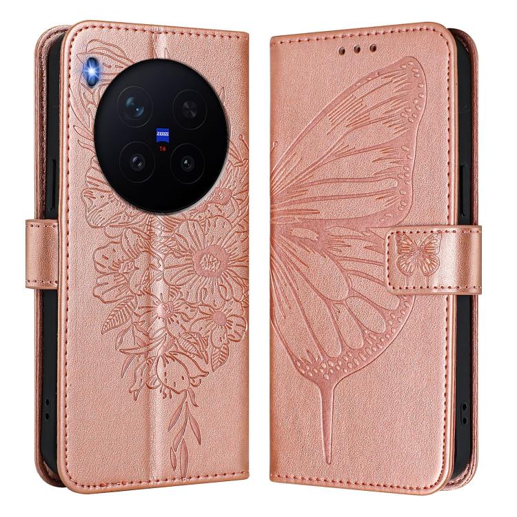For vivo X300 Embossed Butterfly Leather Phone Case