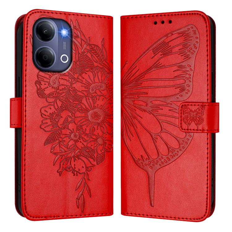 For vivo Y21 5G 2026 Global / Y05 4G Embossed Butterfly Leather Phone Case