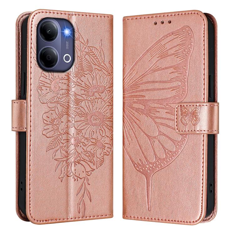 For vivo Y21 5G 2026 Global / Y05 4G Embossed Butterfly Leather Phone Case