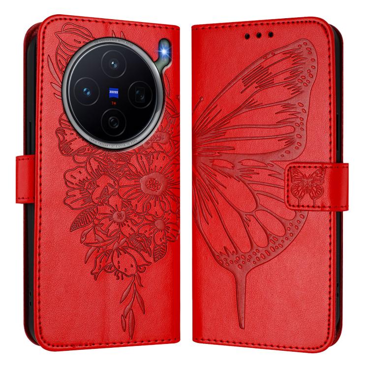For vivo X300s 5G Embossed Butterfly Leather Phone Case