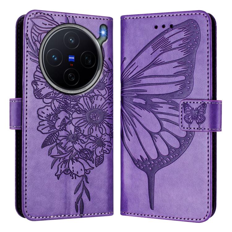 For vivo X300s 5G Embossed Butterfly Leather Phone Case