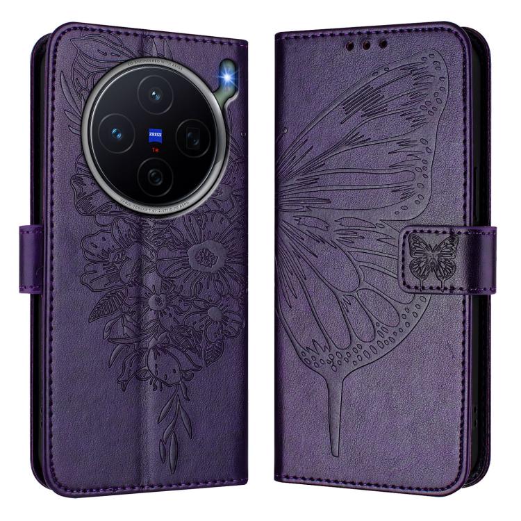 For vivo X300s 5G Embossed Butterfly Leather Phone Case