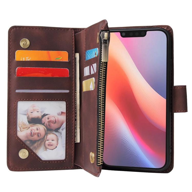 For iPhone 17e / 16e Multifunctional Multi-Card Wallet Phone Leather Case