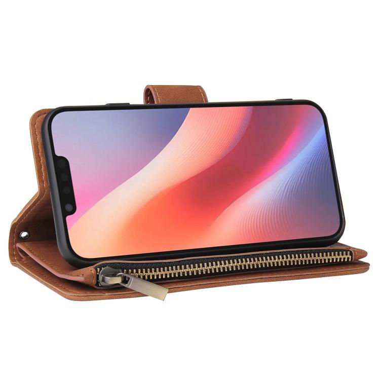 For iPhone 17e / 16e Multifunctional Multi-Card Wallet Phone Leather Case