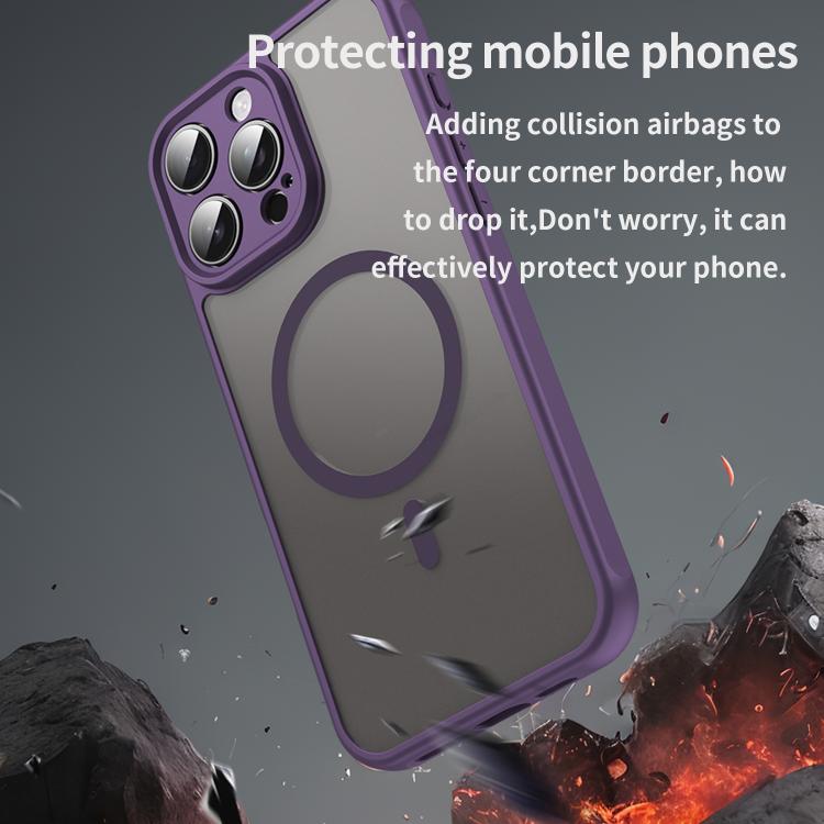 For iPhone 14 Plus Fan Dun Series TPU Hybrid PC Frosted Magsafe Phone Case