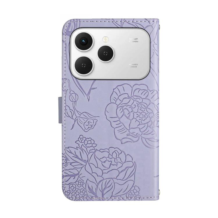 For Tecno Spark 40 4G Skin Feel Butterfly Embossed Flip Leather Phone Case
