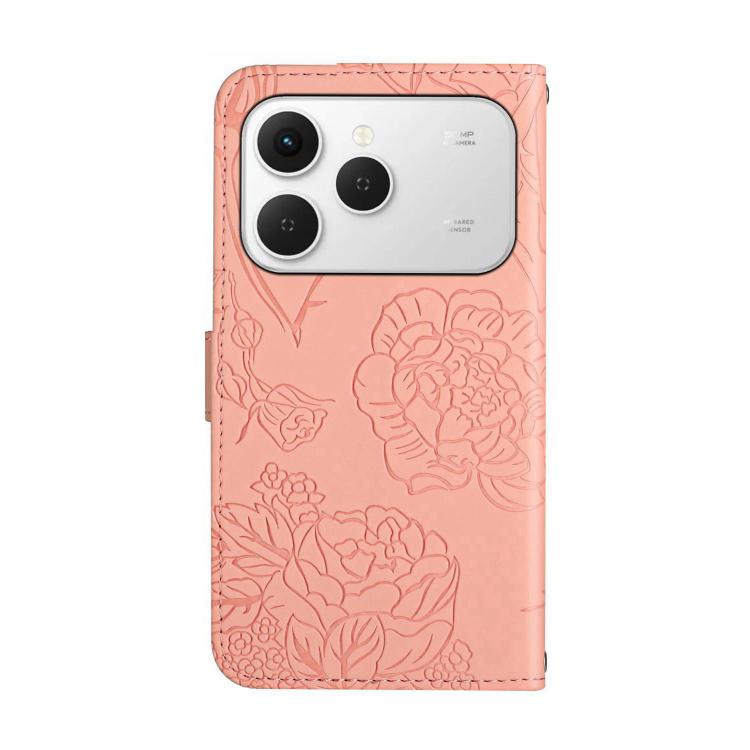 For Tecno Spark 40 4G Skin Feel Butterfly Embossed Flip Leather Phone Case