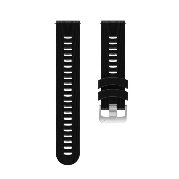 For Garmin Forerunner 245 Stripes Silver Buckle Silicone Watch Band