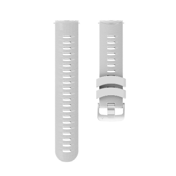 For Garmin Forerunner 245 Stripes Silver Buckle Silicone Watch Band