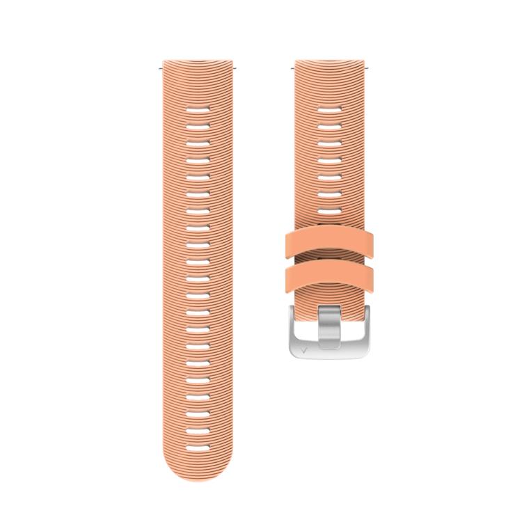 For Garmin Forerunner 245 Stripes Silver Buckle Silicone Watch Band