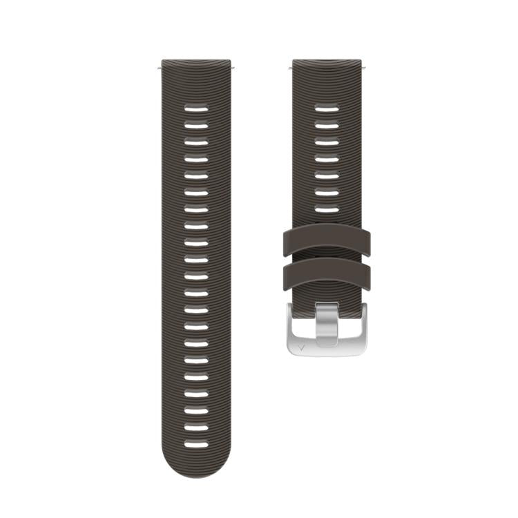 For Garmin Forerunner 245 Stripes Silver Buckle Silicone Watch Band