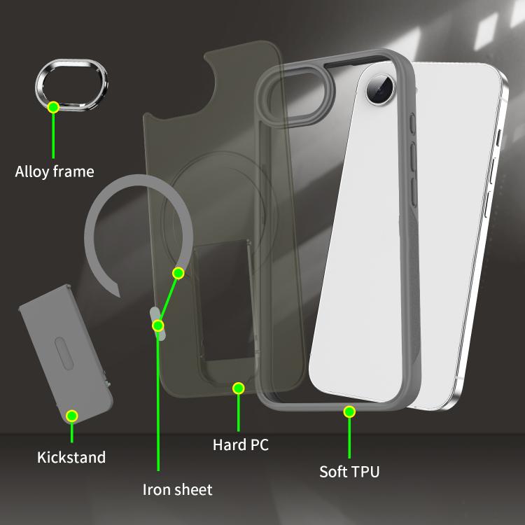 For iPhone 17e / 16e Acrylic Hybrid TPU MagSafe Holder Phone Case